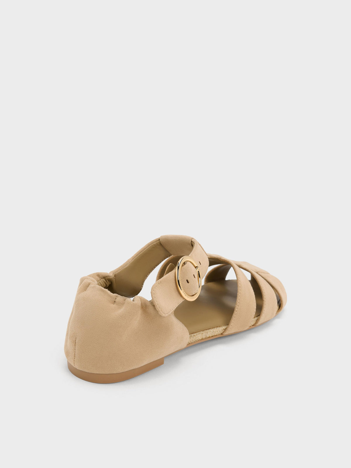 CHARLES & KEITH Quality | Faux Suede Caged Flat Espadrilles - Sand