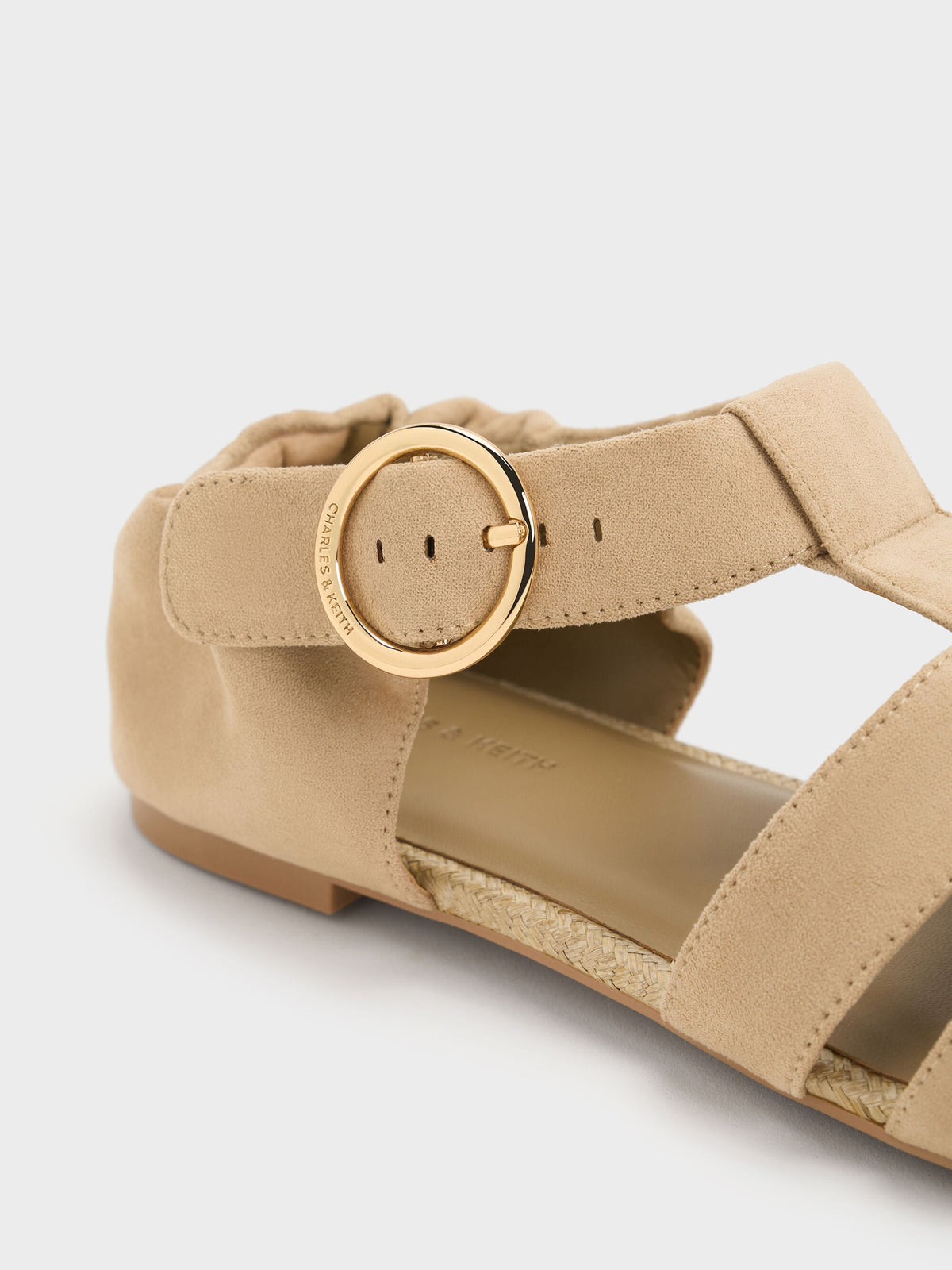 CHARLES & KEITH Quality | Faux Suede Caged Flat Espadrilles - Sand