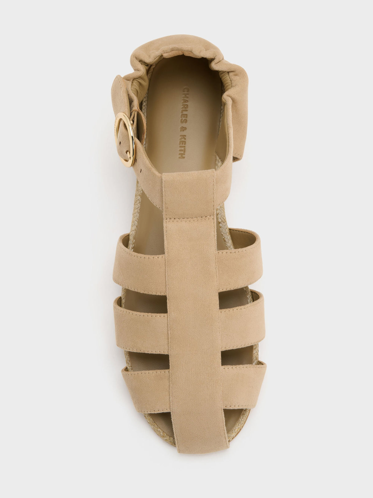 CHARLES & KEITH Quality | Faux Suede Caged Flat Espadrilles - Sand