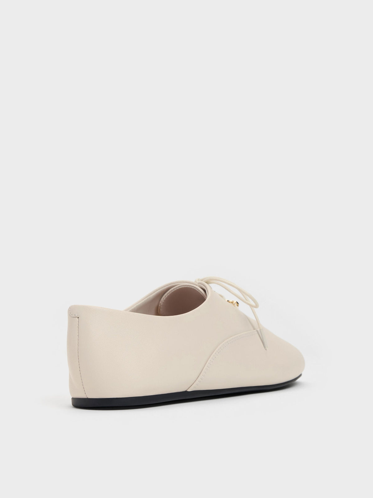 CHARLES & KEITH Trending | Pippa Leather Derby Flats - Chalk