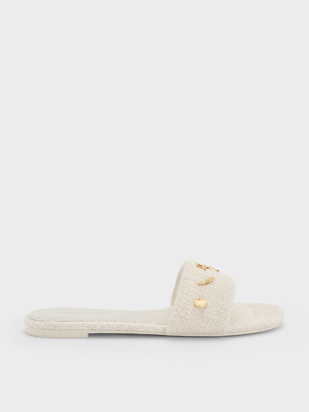 CHARLES & KEITH Great Value | Tweed Beach Slide Sandals - Chalk