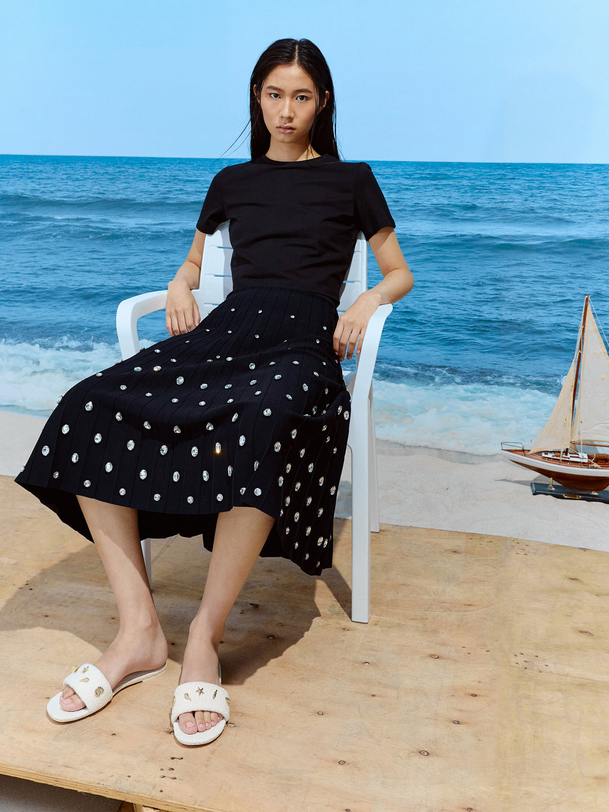 CHARLES & KEITH Great Value | Tweed Beach Slide Sandals - Chalk