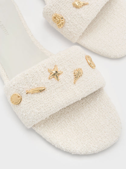 CHARLES & KEITH Great Value | Tweed Beach Slide Sandals - Chalk