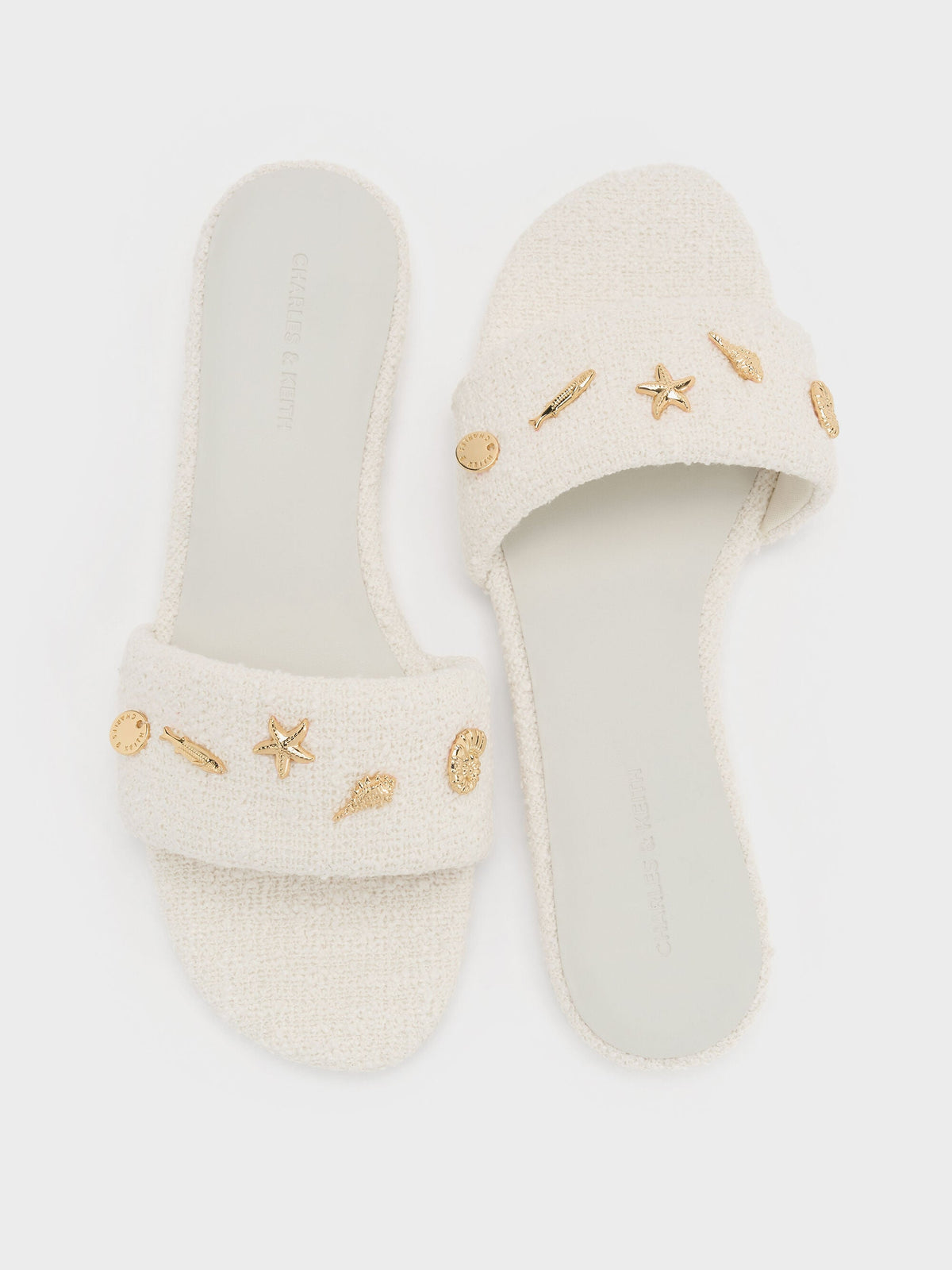 CHARLES & KEITH Great Value | Tweed Beach Slide Sandals - Chalk