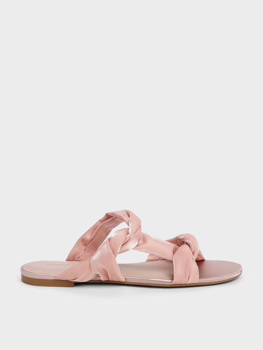 CHARLES & KEITH Hot Sale | Ruched-Strap Slide Sandals - Light Pink