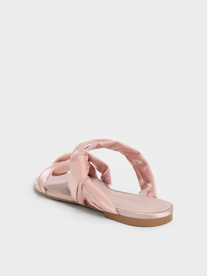 CHARLES & KEITH Hot Sale | Ruched-Strap Slide Sandals - Light Pink