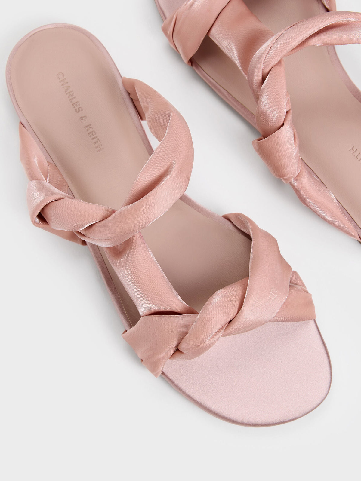 CHARLES & KEITH Hot Sale | Ruched-Strap Slide Sandals - Light Pink