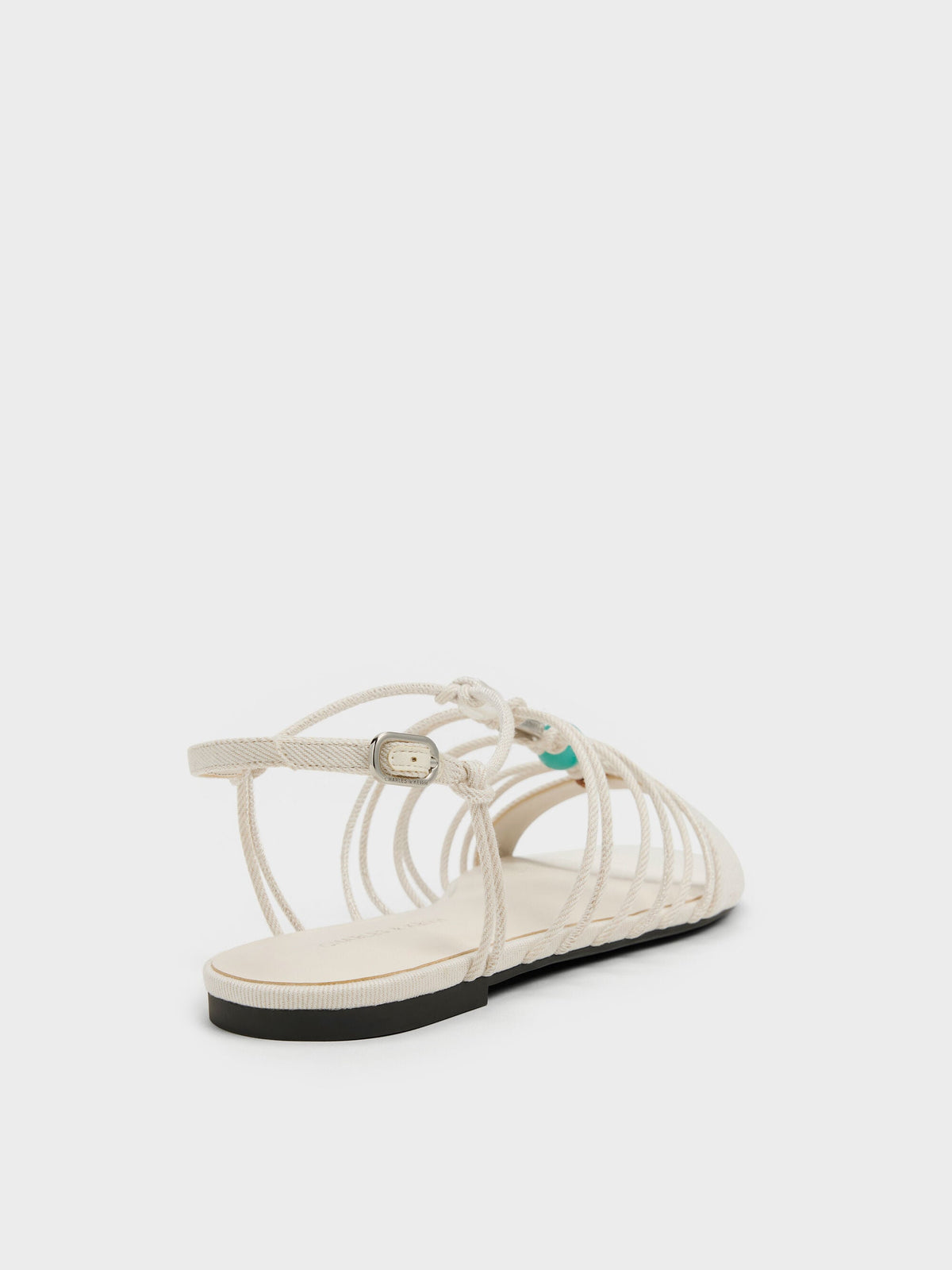 CHARLES & KEITH Featured | Georgie Linen Bead Strappy Sandals - Chalk
