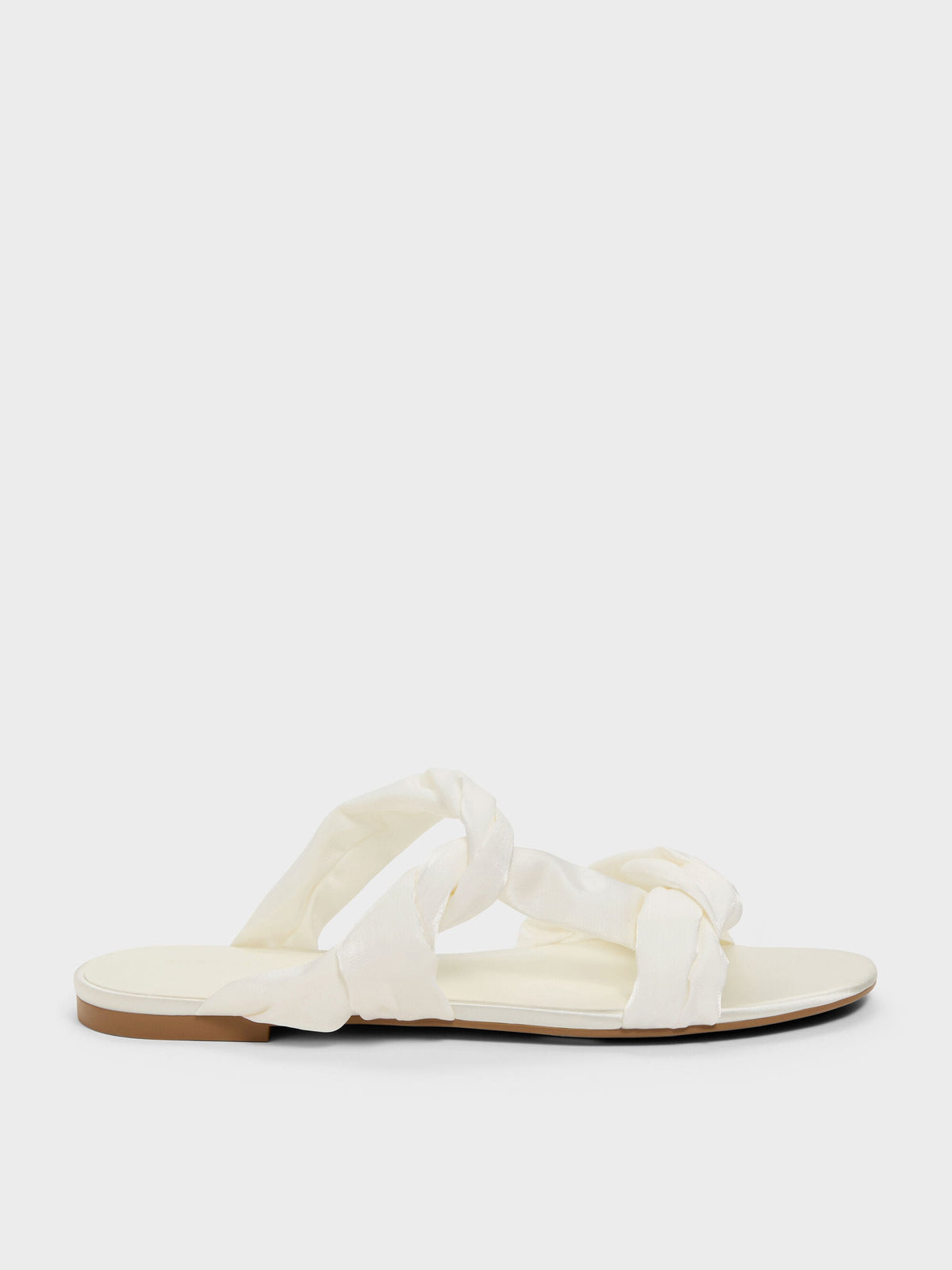 CHARLES & KEITH Smart Buy | Ruched-Strap Slide Sandals - White
