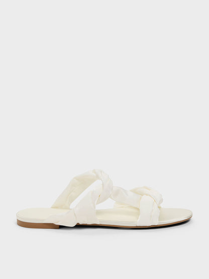 CHARLES & KEITH Smart Buy | Ruched-Strap Slide Sandals - White