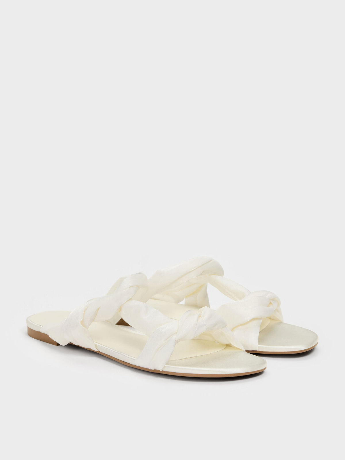 CHARLES & KEITH Smart Buy | Ruched-Strap Slide Sandals - White