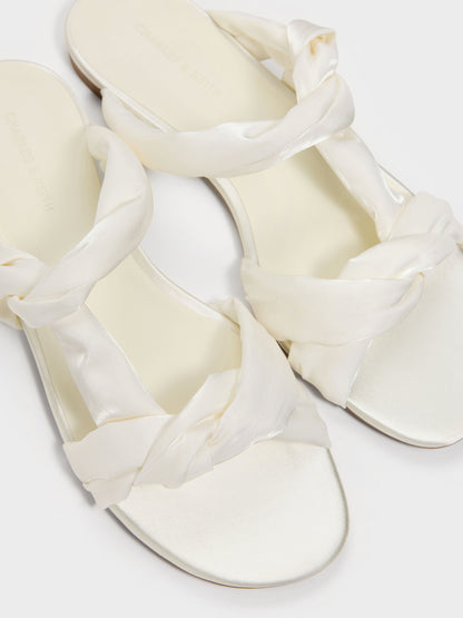 CHARLES & KEITH Smart Buy | Ruched-Strap Slide Sandals - White