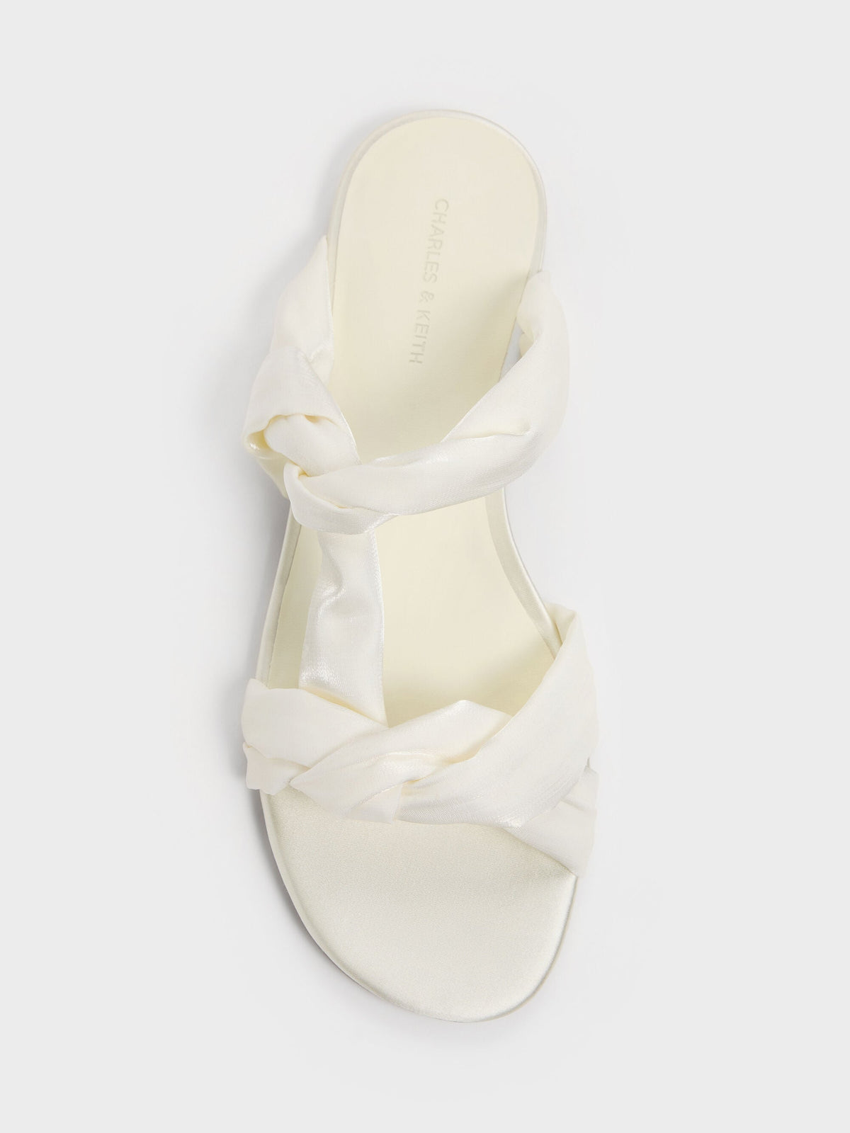 CHARLES & KEITH Smart Buy | Ruched-Strap Slide Sandals - White