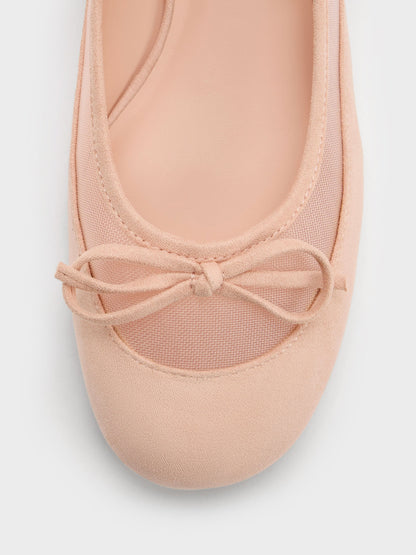 CHARLES & KEITH Premium | Mulligan Faux Suede & Mesh Mary Janes - Blush
