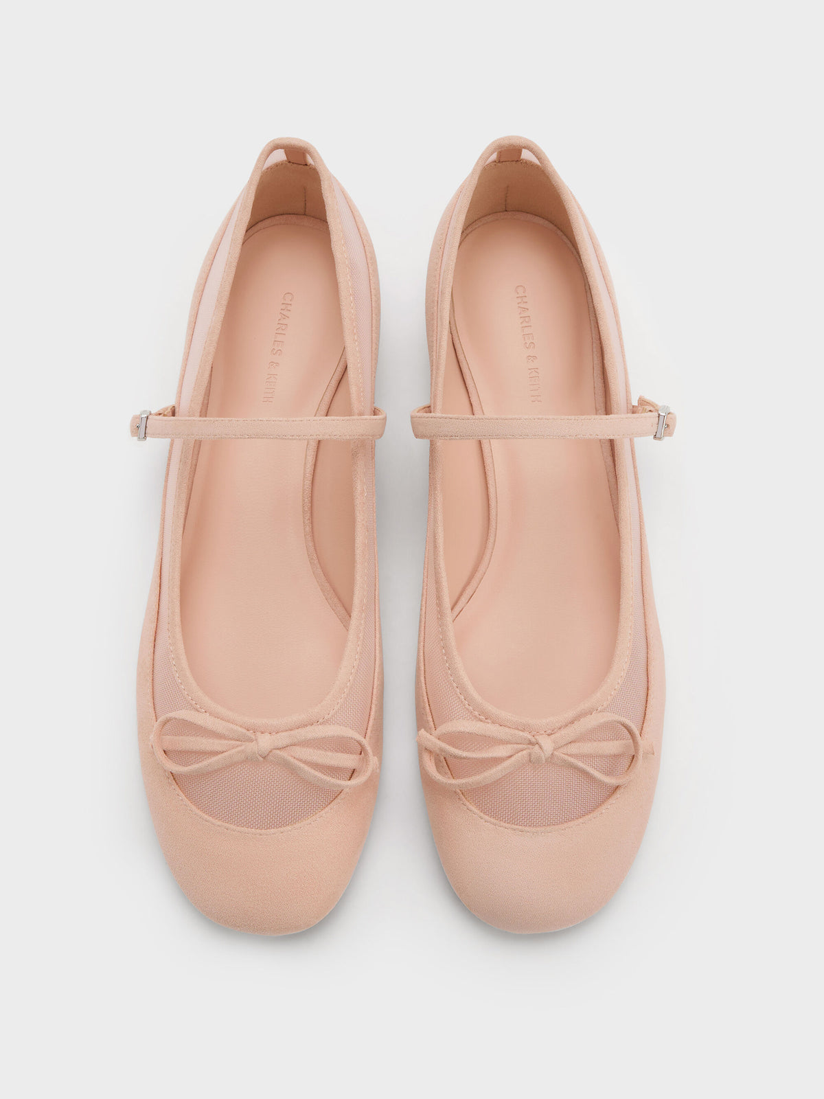 CHARLES & KEITH Premium | Mulligan Faux Suede & Mesh Mary Janes - Blush