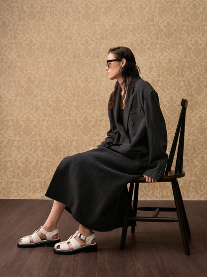 CHARLES & KEITH Featured | Leather Caged Sandals - Chalk