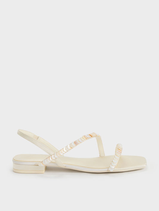 CHARLES & KEITH Top Pick | Briella Sequinned Strappy Sandals - Cream