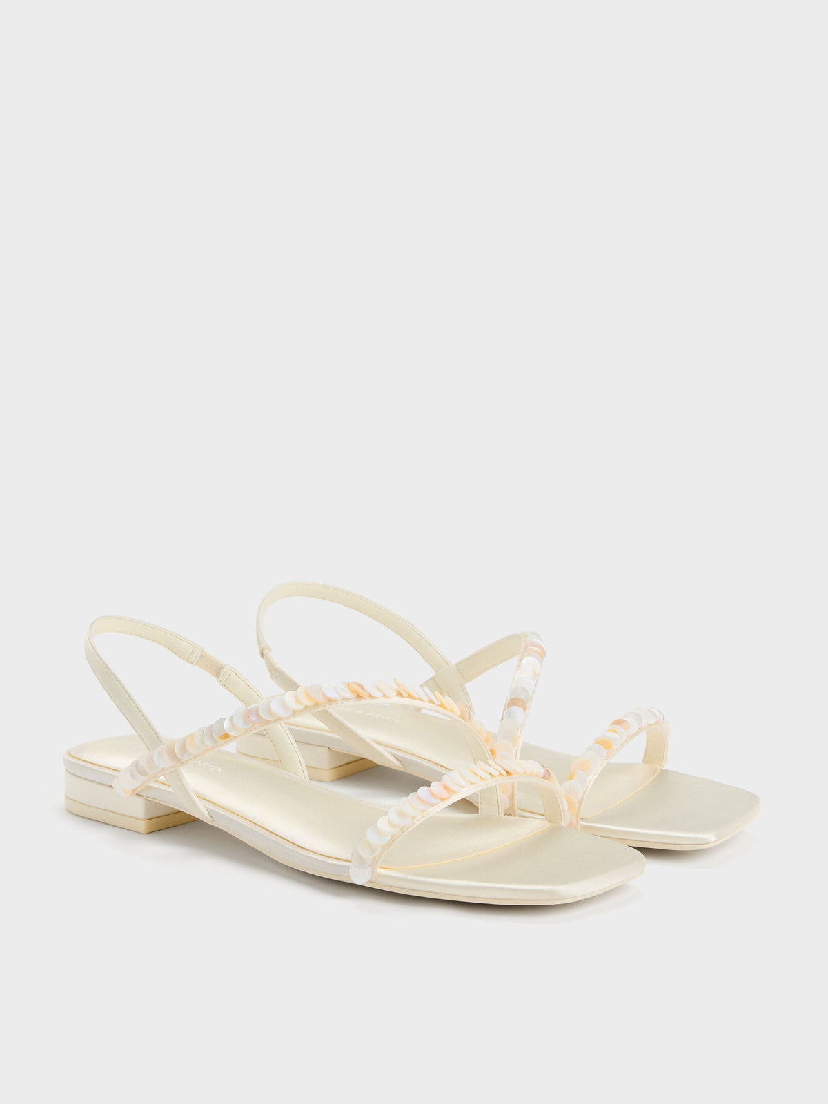 CHARLES & KEITH Top Pick | Briella Sequinned Strappy Sandals - Cream
