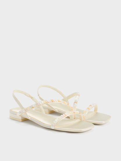 CHARLES & KEITH Top Pick | Briella Sequinned Strappy Sandals - Cream