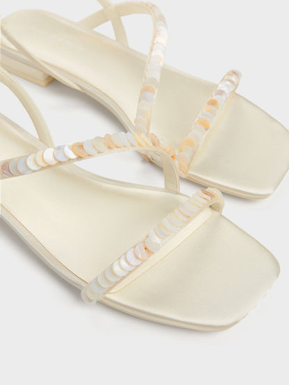 CHARLES & KEITH Top Pick | Briella Sequinned Strappy Sandals - Cream