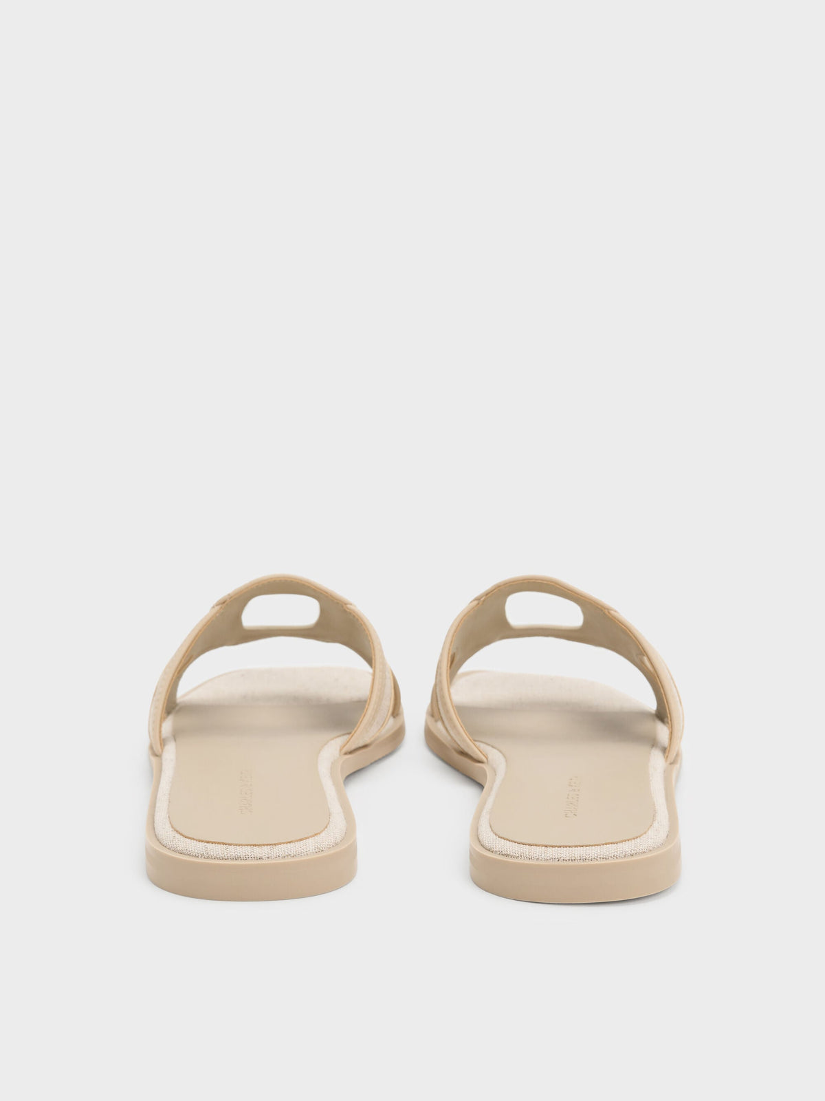 CHARLES & KEITH Smart Buy | Easley Linen Cut-Out Slide Sandals - Taupe