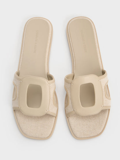 CHARLES & KEITH Smart Buy | Easley Linen Cut-Out Slide Sandals - Taupe