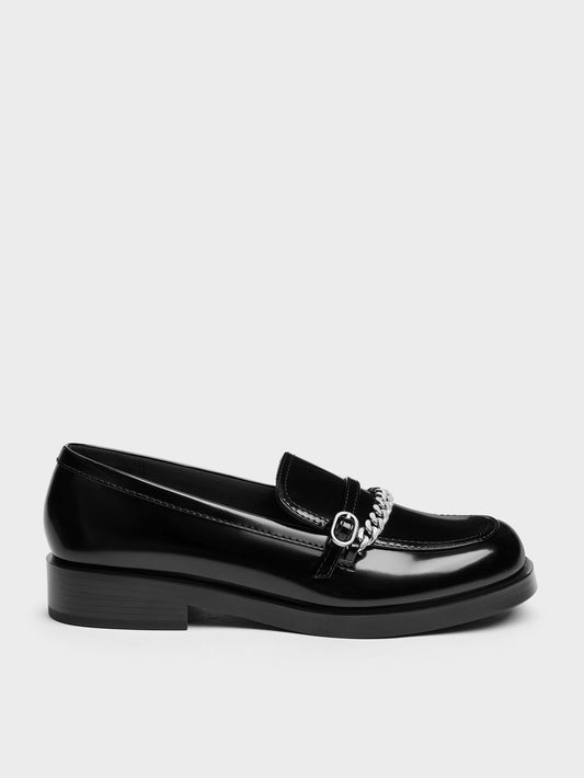 CHARLES & KEITH Everyday | Georgie Chain Loafers - Black Box