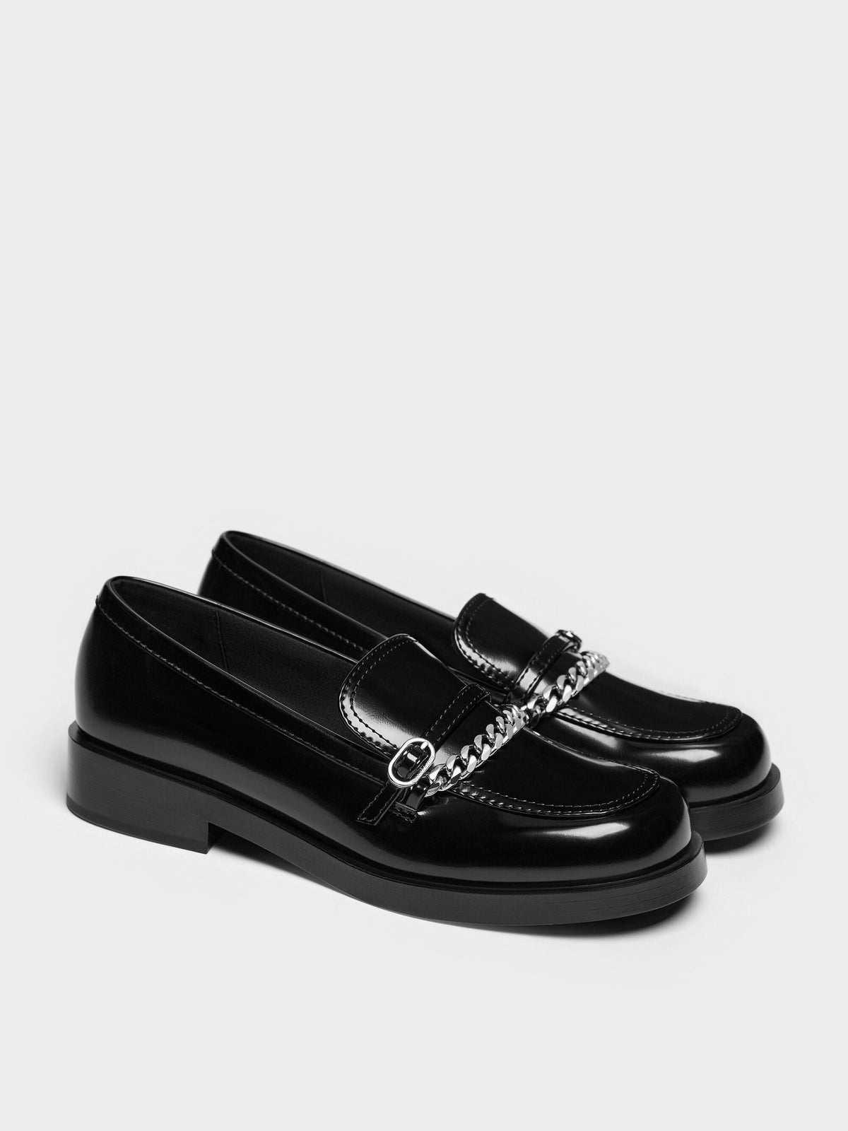 CHARLES & KEITH Everyday | Georgie Chain Loafers - Black Box