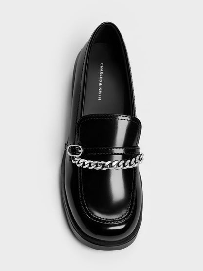 CHARLES & KEITH Everyday | Georgie Chain Loafers - Black Box