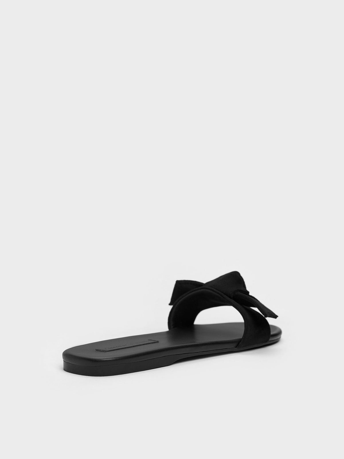 CHARLES & KEITH Featured | Anika Faux Suede Knot-Bow Slides - Black Textured