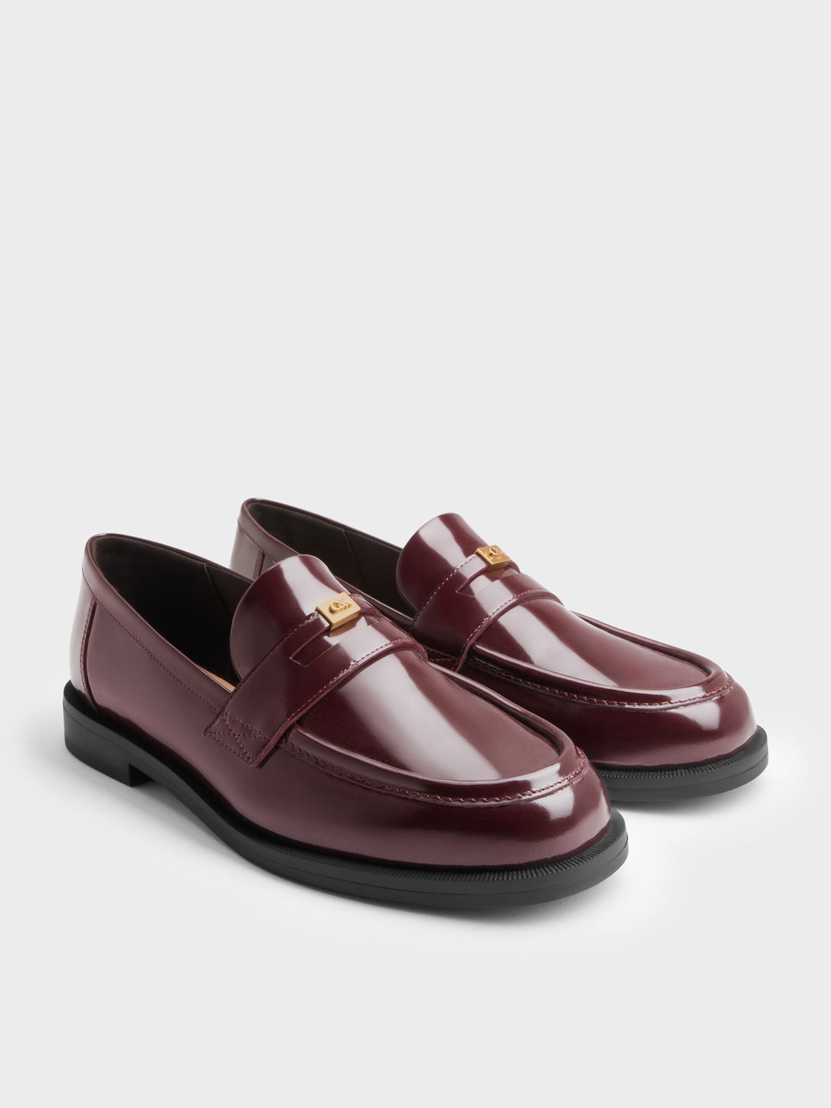 CHARLES & KEITH Quality | Georgina Leather Penny Loafers - Burgundy