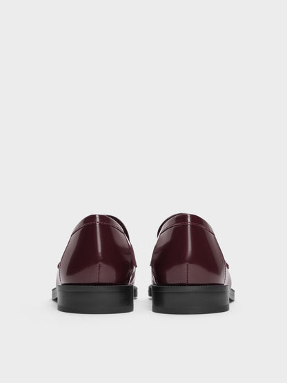 CHARLES & KEITH Quality | Georgina Leather Penny Loafers - Burgundy