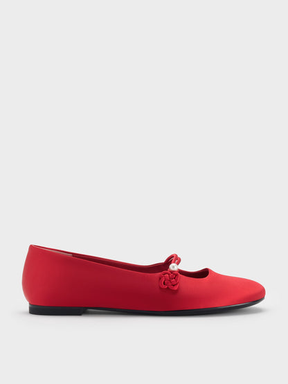 CHARLES & KEITH Value | Orinda Knot-Pearl Mary Jane Flats - Red