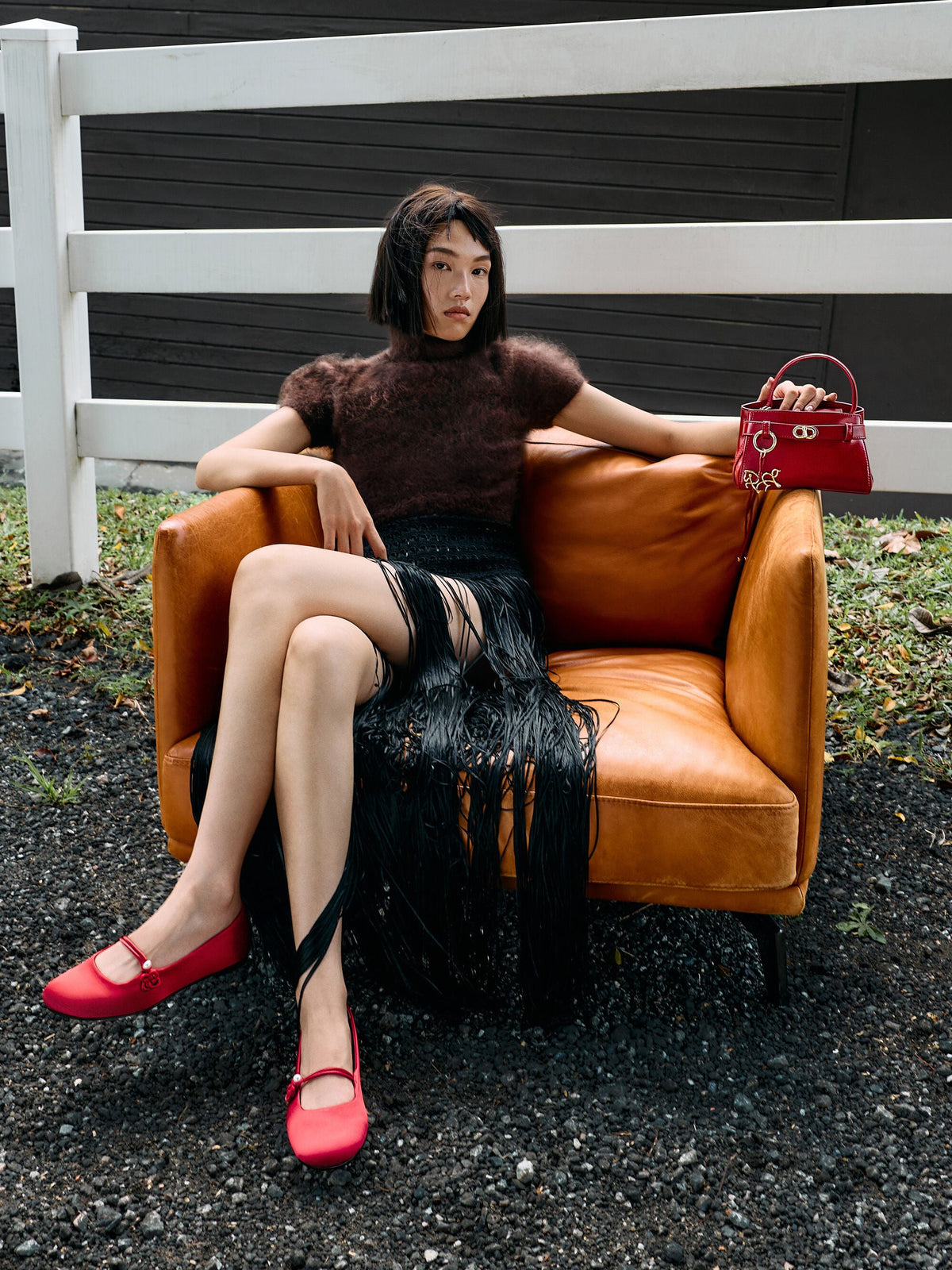 CHARLES & KEITH Value | Orinda Knot-Pearl Mary Jane Flats - Red