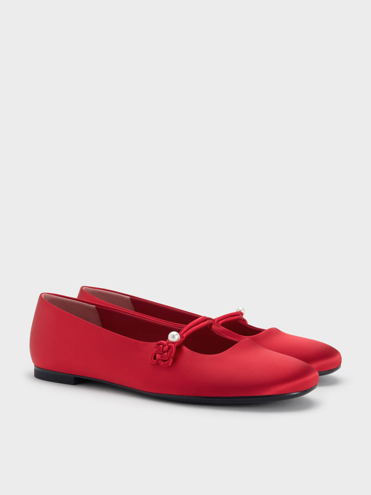CHARLES & KEITH Value | Orinda Knot-Pearl Mary Jane Flats - Red