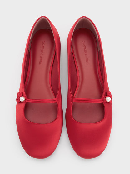 CHARLES & KEITH Value | Orinda Knot-Pearl Mary Jane Flats - Red