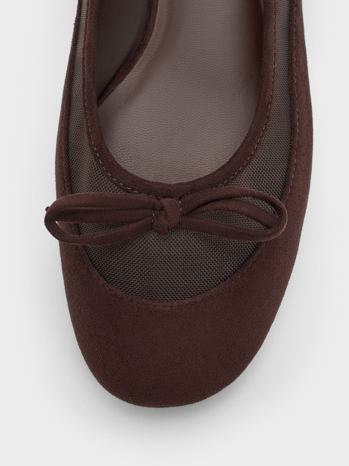 CHARLES & KEITH Deals | Mulligan Faux Suede & Mesh Mary Janes - Dark Brown Textured