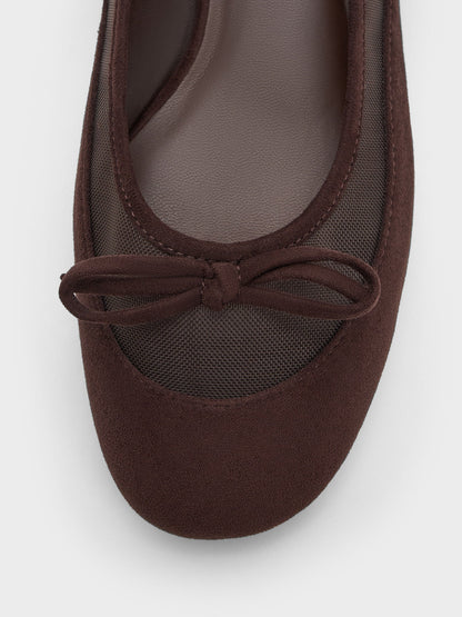 CHARLES & KEITH Deals | Mulligan Faux Suede & Mesh Mary Janes - Dark Brown Textured