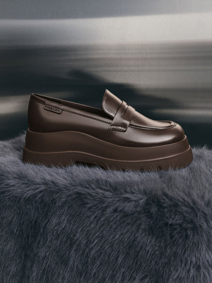 CHARLES & KEITH Best Price | Leoi Platform Penny Loafers - Dark Brown