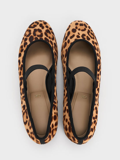 CHARLES & KEITH Top Pick | Leopard-Print Textured Mary Jane Flats - Multi