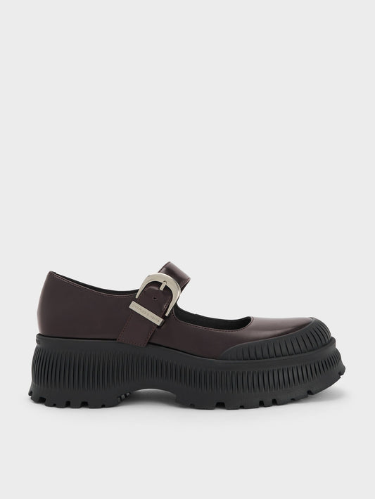 CHARLES & KEITH Deals | Darra Platform Mary Janes - Burgundy
