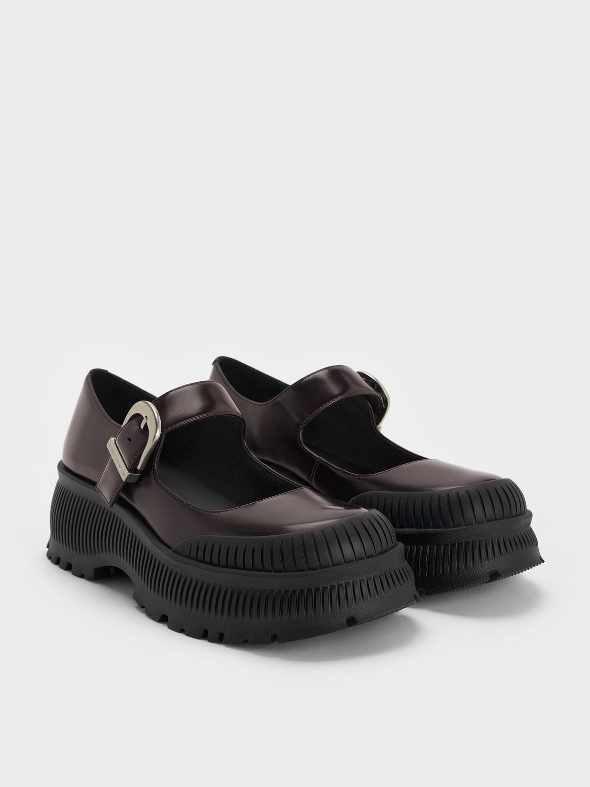 CHARLES & KEITH Deals | Darra Platform Mary Janes - Burgundy