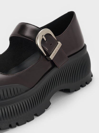 CHARLES & KEITH Deals | Darra Platform Mary Janes - Burgundy