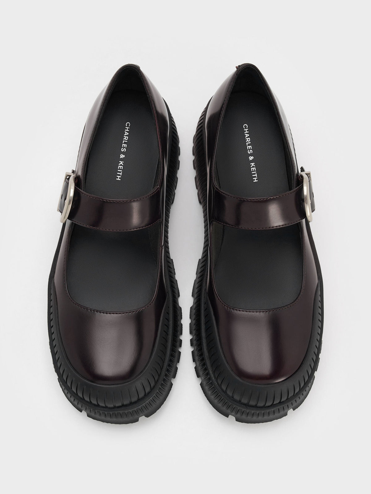 CHARLES & KEITH Deals | Darra Platform Mary Janes - Burgundy