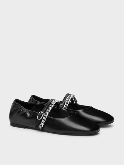 CHARLES & KEITH Popular | Georgie Chain Mary Jane Flats - Black
