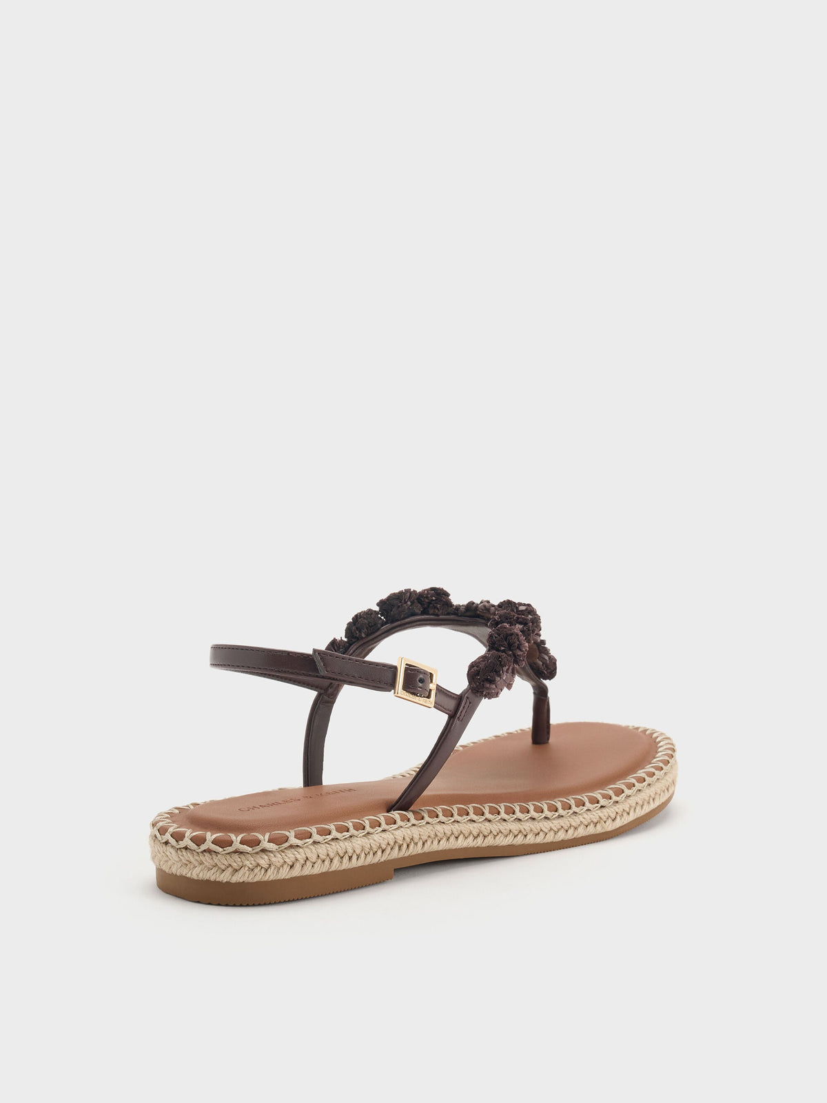 CHARLES & KEITH Hot Sale | Flower Espadrille Thong Sandals - Dark Brown