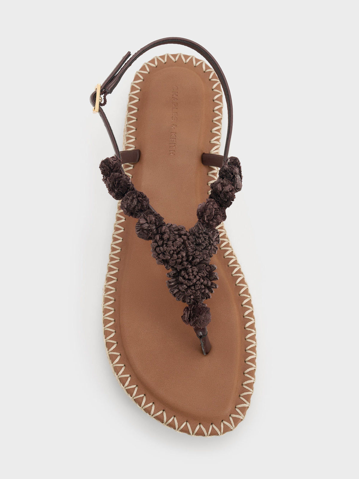 CHARLES & KEITH Hot Sale | Flower Espadrille Thong Sandals - Dark Brown