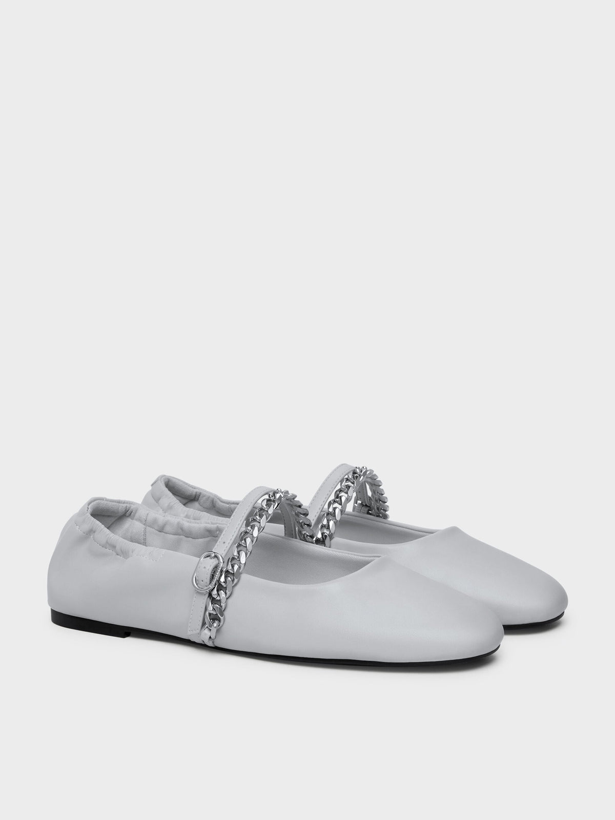 CHARLES & KEITH Latest | Georgie Chain Mary Jane Flats - Light Grey