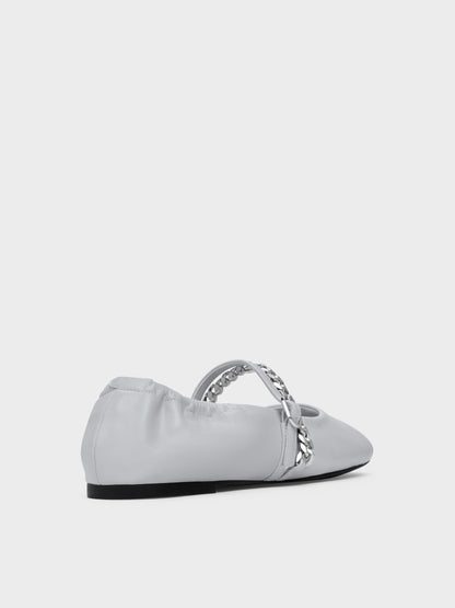 CHARLES & KEITH Latest | Georgie Chain Mary Jane Flats - Light Grey