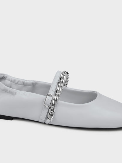CHARLES & KEITH Latest | Georgie Chain Mary Jane Flats - Light Grey